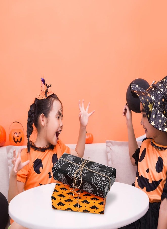 XIHIRCD ورق تغليف هدايا الهالوين من XIHIRCD، 30 ورقة، 5 أنماط، 6 أوراق من كل نمط، 35×50 سم/13.78×19.69 بوصة، أسود، أبيض، برتقالي، تغليف هدايا، أعمال يدوية، هالوين، زينة حفلات - Image 5